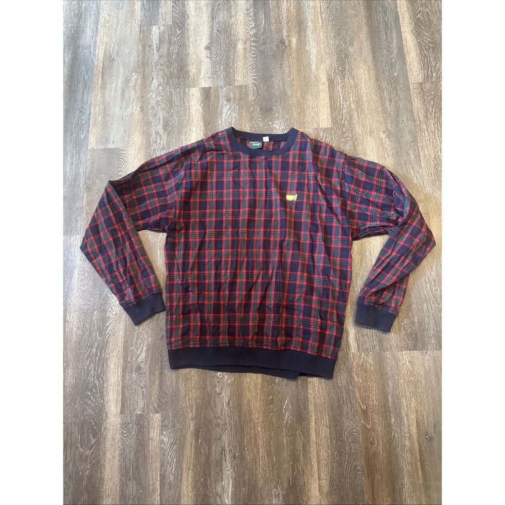Vintage Masters Golf Sweatshirt Player's Design Plaid Mens L Made In USA
